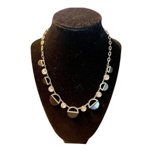 White House Black Market Necklace, Black and Silver Cut-Out Circles, 18”…